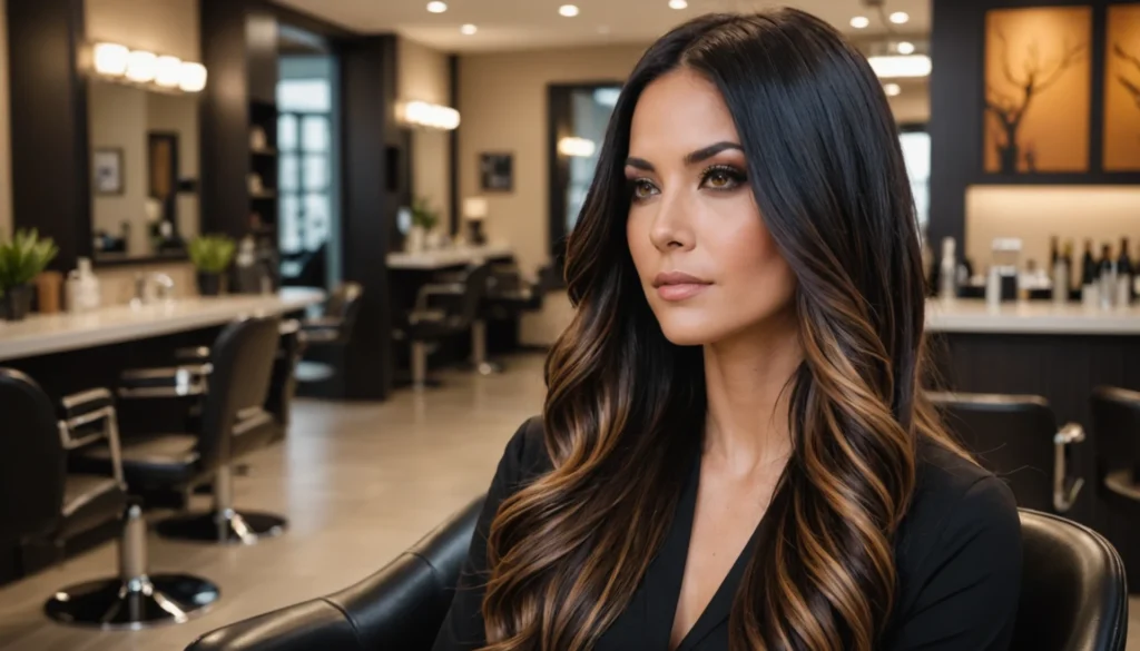balayage cheveux noirs avant apres